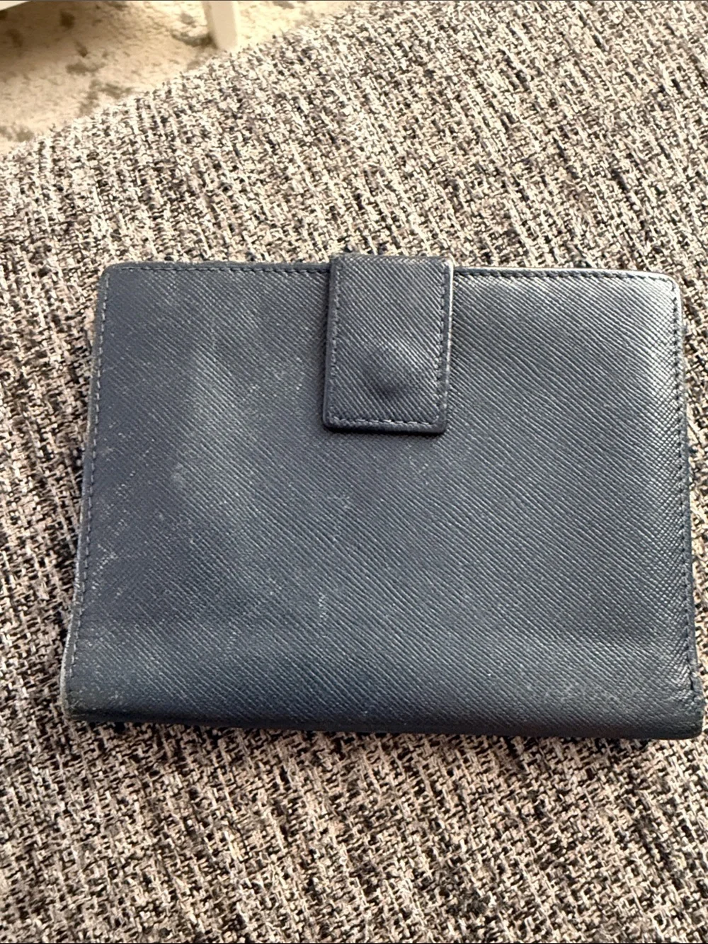 Prada Men's Navy Saffiano Leather Bifold Wallet with Triangle Logo